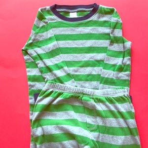 Mini Boden Green Striped 2-piece Pajama set